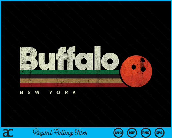 Vintage Bowling Buffalo City Bowling Retro Stripes SVG PNG Digital Cutting Files