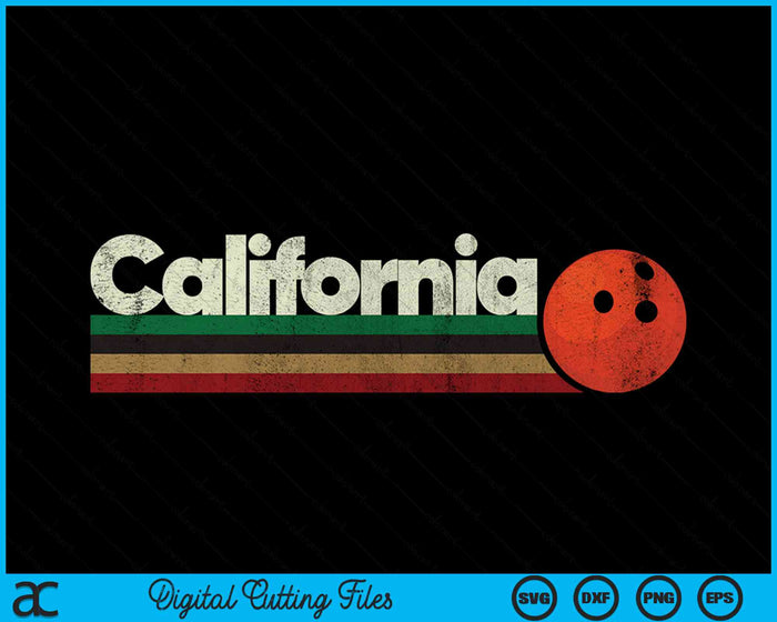 Vintage Bowling California Bowling Retro Stripes SVG PNG Digital Cutting Files