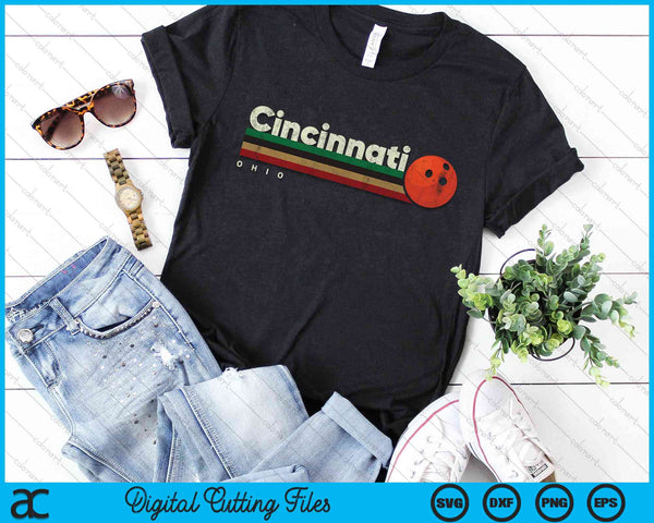 Vintage Bowling Cincinnati City Bowling Retro Stripes SVG PNG Digital Cutting Files