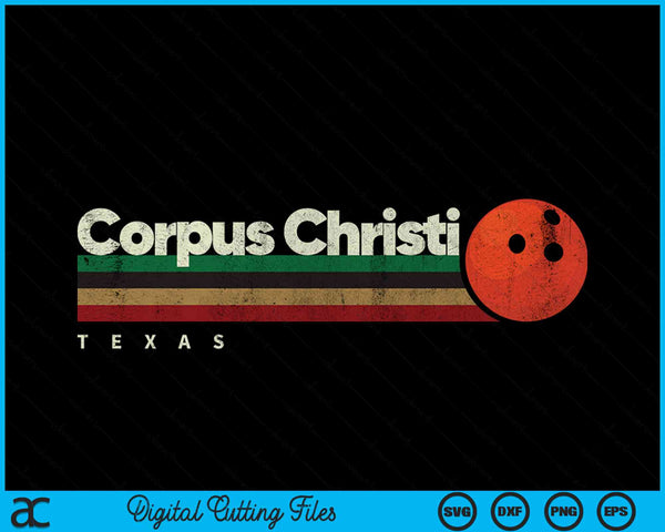 Vintage Bowling Corpus Christi City Bowling Retro Stripes SVG PNG Digital Cutting Files