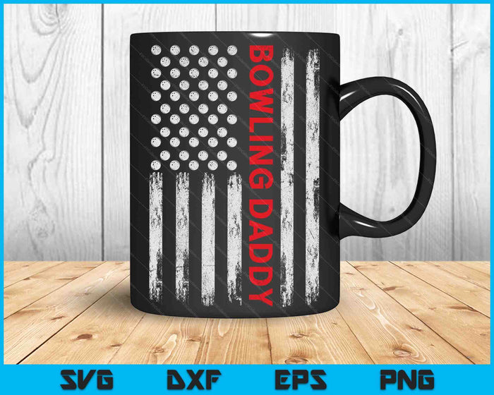 Vintage Bowling Daddy USA vlag SVG PNG digitale afdrukbare bestanden
