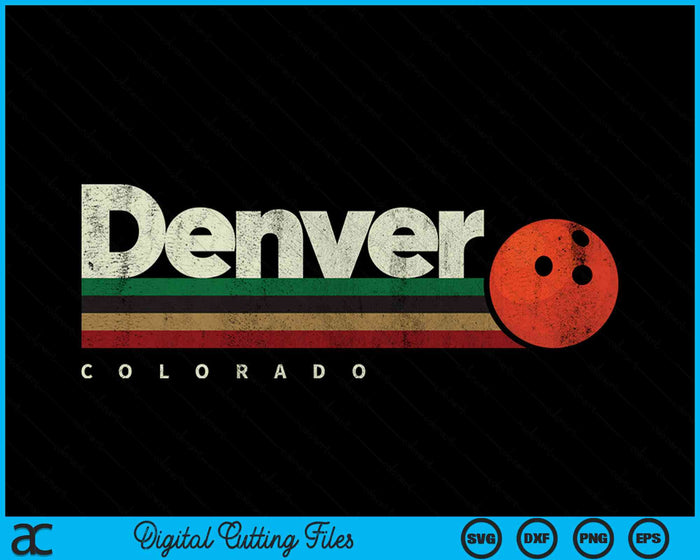 Vintage Bowling Denver City Bowling Retro Stripes SVG PNG Digital Cutting Files