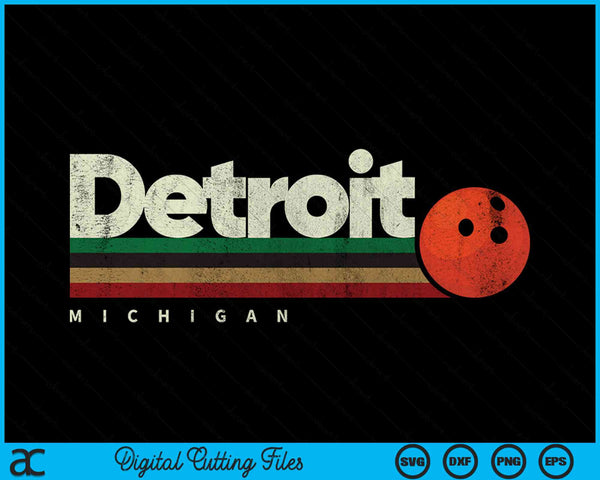 Vintage Bowling Detroit City Bowling Retro Stripes SVG PNG Digital Cutting Files