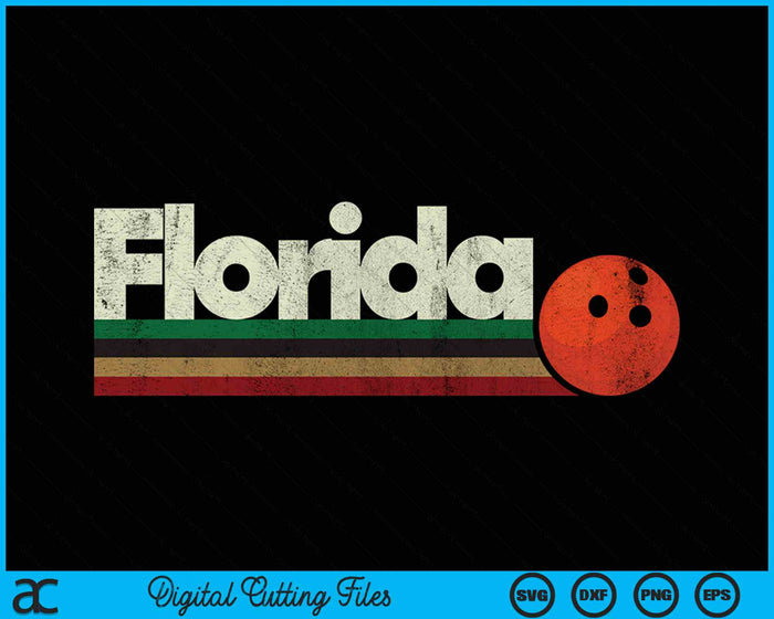 Vintage Bowling Florida Bowling Retro Stripes SVG PNG Digital Cutting Files