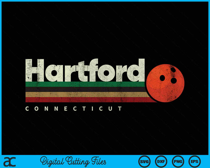 Vintage Bowling Hartford City Bowling Retro Stripes SVG PNG Digital Cutting Files