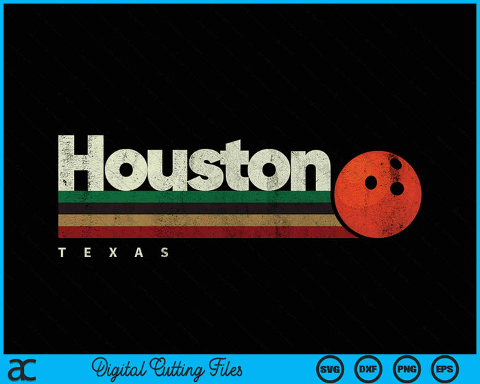 Vintage Bowling Houston City Bowling Retro Stripes SVG PNG Digital Cutting Files