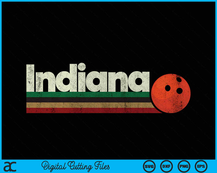 Vintage Bowling Indiana Bowling Retro Stripes SVG PNG Digital Cutting Files