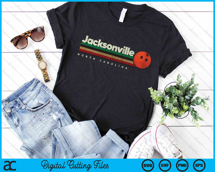 Vintage Bowling Jacksonville City Bowling Retro Stripes SVG PNG Digital Cutting Files