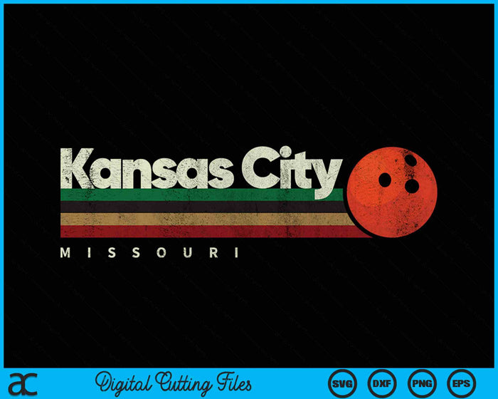 Vintage Bowling Kansas City Bowling Retro Stripes SVG PNG Digital Cutting Files