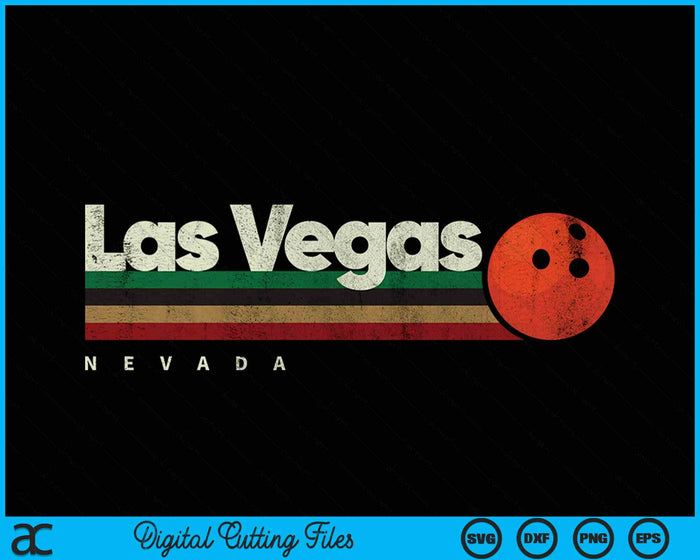 Vintage Bowling Las Vegas City Bowling Retro Stripes SVG PNG Digital Cutting Files