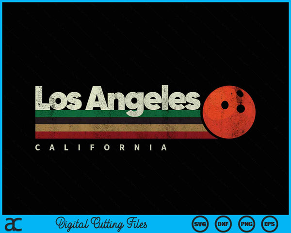 Vintage Bowling Los Angeles City Bowling Retro Stripes SVG PNG Digital Cutting Files