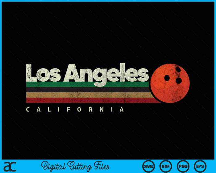 Vintage Bowling Los Angeles City Bowling Retro Stripes SVG PNG Digital Cutting Files