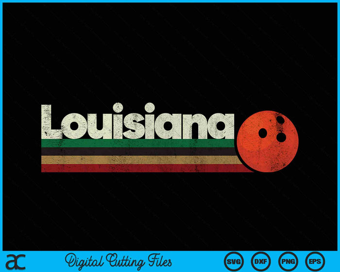 Vintage Bowling Louisiana Bowling Retro Stripes SVG PNG Digital Cutting Files