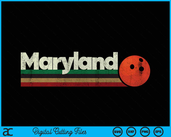 Vintage Bowling Maryland Bowling Retro Stripes SVG PNG Digital Cutting Files