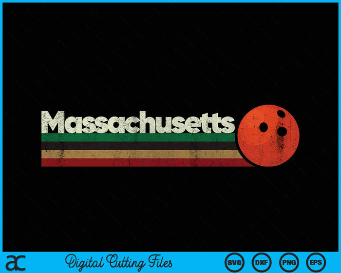 Vintage Bowling Massachusetts Bowling Retro Stripes SVG PNG Digital Cutting Files