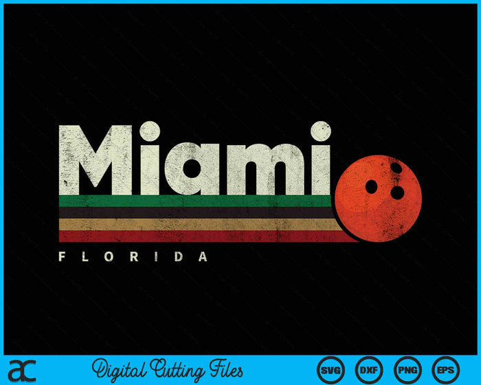 Vintage Bowling Miami City Bowling Retro Stripes SVG PNG Digital Cutting Files