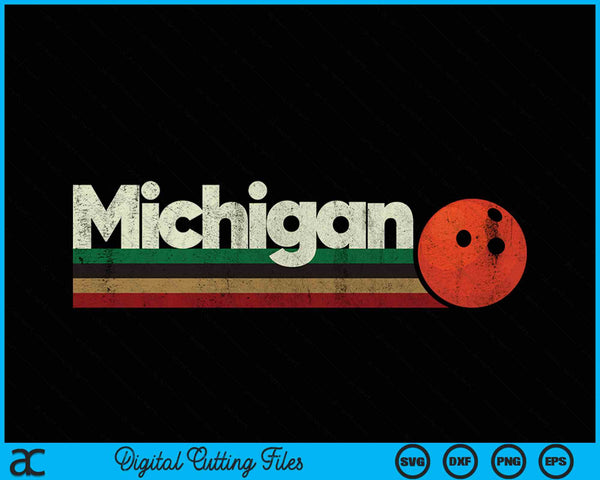 Vintage Bowling Michigan Bowling Retro Stripes SVG PNG Digital Cutting Files