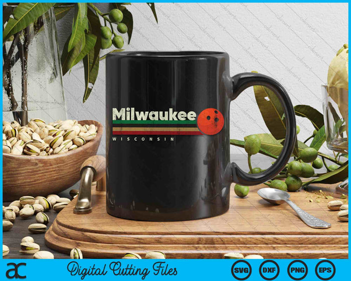 Vintage Bowling Milwaukee City Bowling Retro Stripes SVG PNG Digital Cutting File