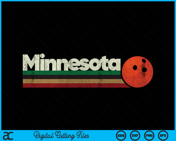 Vintage Bowling Minnesota Bowling Retro Stripes SVG PNG Digital Cutting File