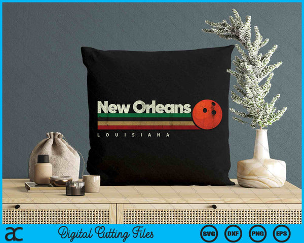 Vintage Bowling New Orleans City Bowling Retro Stripes SVG PNG Digital Cutting File