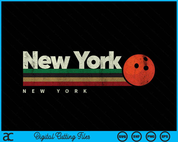 Vintage Bowling New York City Bowling Retro Stripes SVG PNG Digital Cutting File