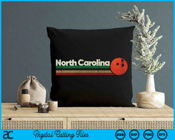 Vintage Bowling North Carolina Bowling Retro Stripes SVG PNG Digital Cutting File