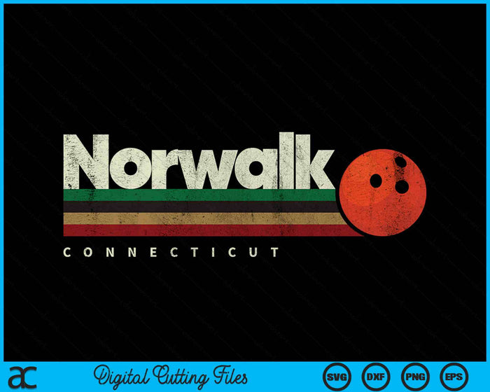 Vintage Bowling Norwalk City Bowling Retro Stripes SVG PNG Digital Cutting File