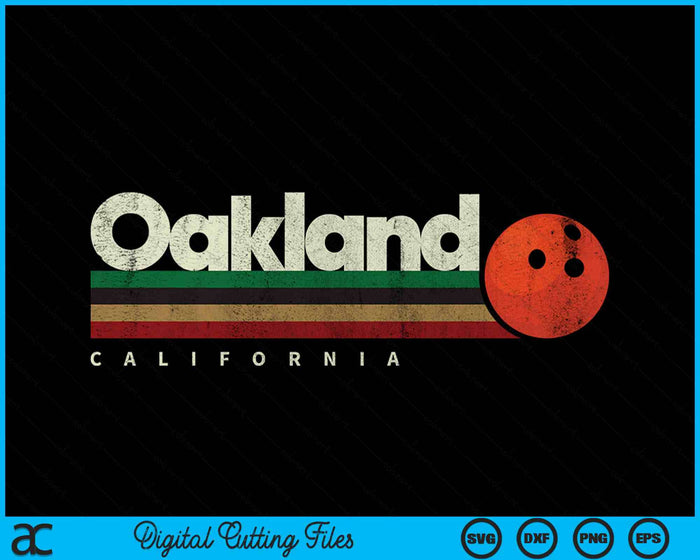 Vintage Bowling Oakland City Bowling Retro Stripes SVG PNG Digital Cutting File