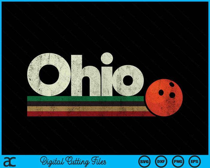 Vintage Bowling Ohio Bowling Retro Stripes SVG PNG Digital Cutting File