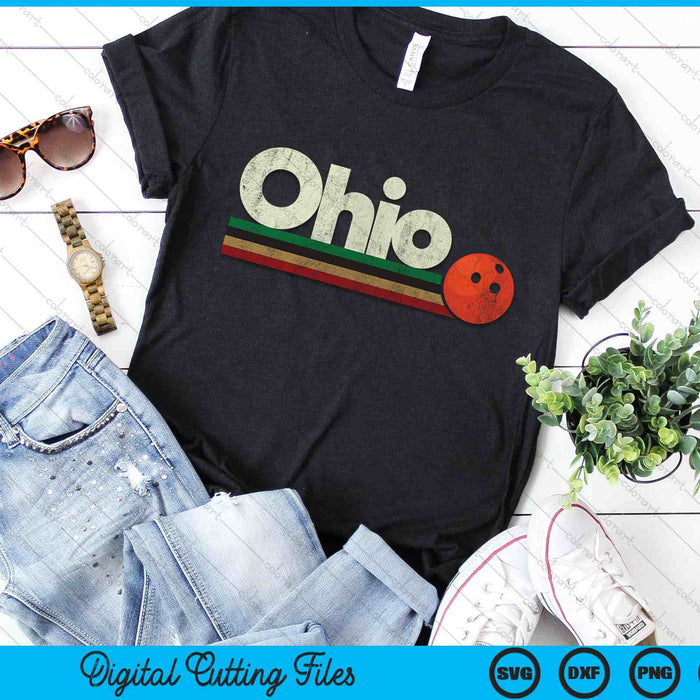 Vintage Bowling Ohio Bowling Retro Stripes SVG PNG Digital Cutting File