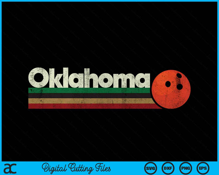 Vintage Bowling Oklahoma Bowling Retro Stripes SVG PNG Digital Cutting File