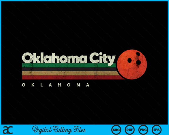 Vintage Bowling Oklahoma City Bowling Retro Stripes SVG PNG Digital Cutting File