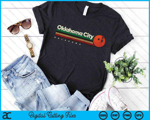 Vintage Bowling Oklahoma City Bowling Retro Stripes SVG PNG Digital Cutting File