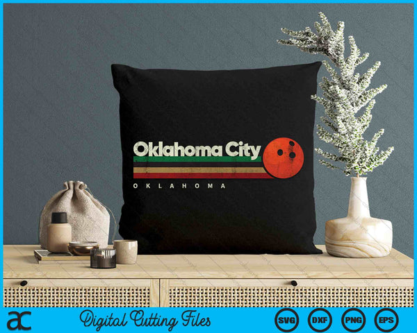 Vintage Bowling Oklahoma City Bowling Retro Stripes SVG PNG Digital Cutting File