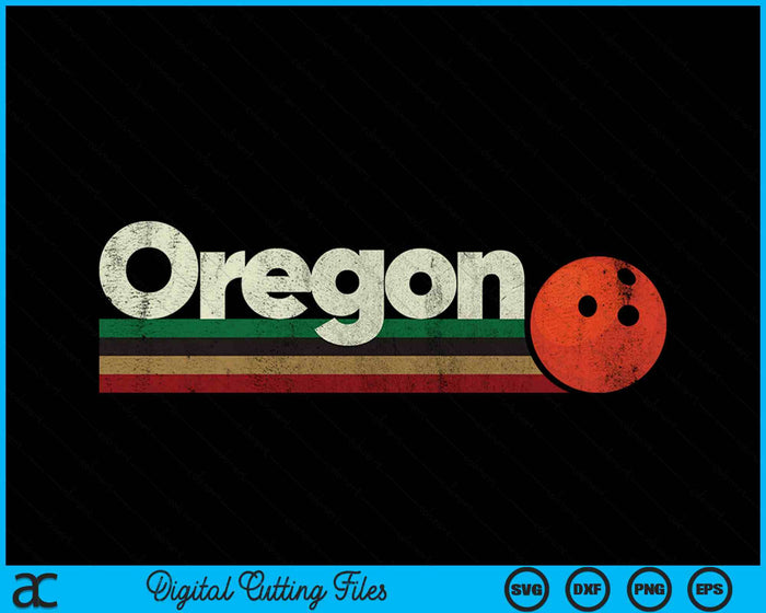 Vintage Bowling Oregon Bowling Retro Stripes SVG PNG Digital Cutting File