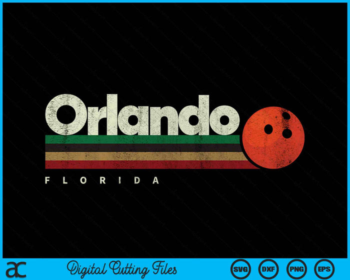 Vintage Bowling Orlando City Bowling Retro Stripes SVG PNG Digital Cutting File