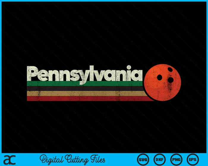 Vintage Bowling Pennsylvania Bowling Retro Stripes SVG PNG Digital Cutting File