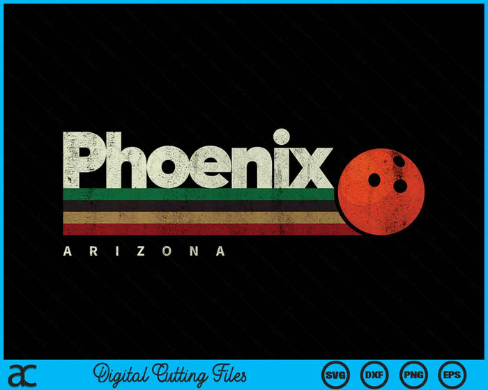 Vintage Bowling Phoenix City Bowling Retro Stripes SVG PNG Digital Cutting File