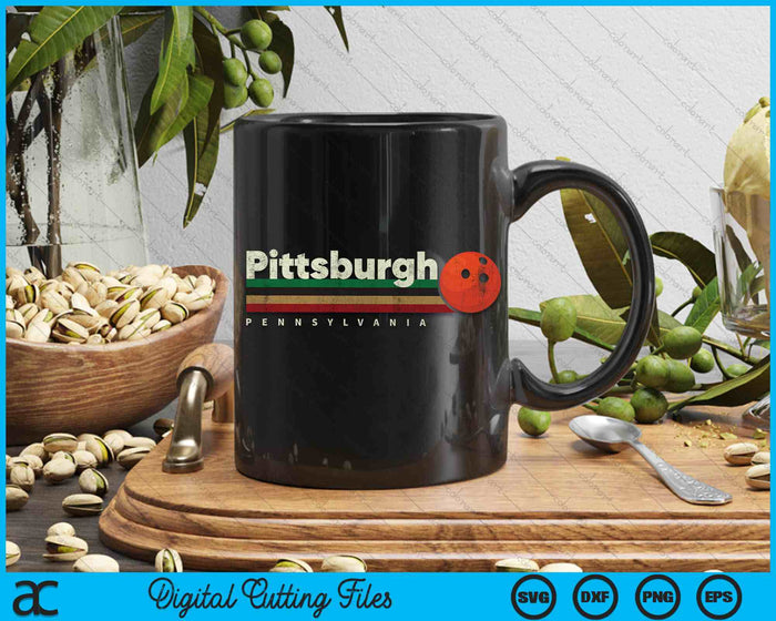 Vintage Bowling Pittsburgh City Bowling Retro Stripes SVG PNG Digital Cutting File