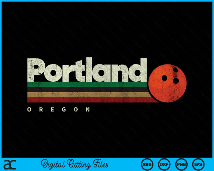 Vintage Bowling Portland City Bowling Retro Stripes SVG PNG Digital Cutting File