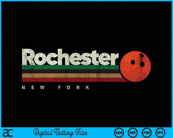 Vintage Bowling Rochester City Bowling Retro Stripes SVG PNG Digital Cutting File