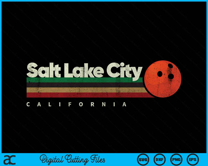 Vintage Bowling Salt Lake City Bowling Retro Stripes SVG PNG Digital Cutting File