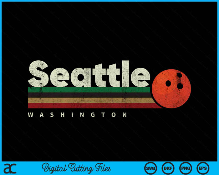 Vintage Bowling Seattle City Bowling Retro Stripes SVG PNG Digital Cutting File