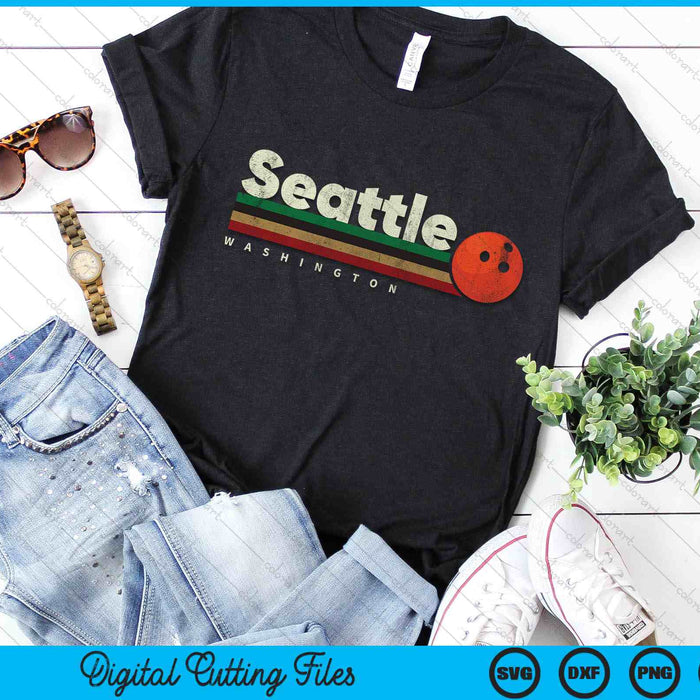 Vintage Bowling Seattle City Bowling Retro Stripes SVG PNG Digital Cutting File