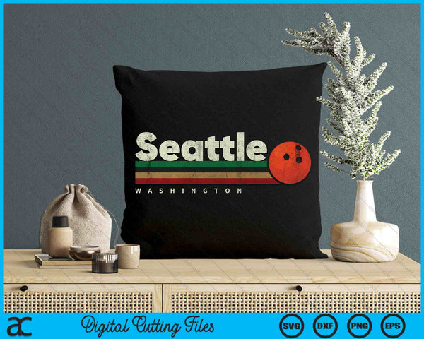 Vintage Bowling Seattle City Bowling Retro Stripes SVG PNG Digital Cutting File