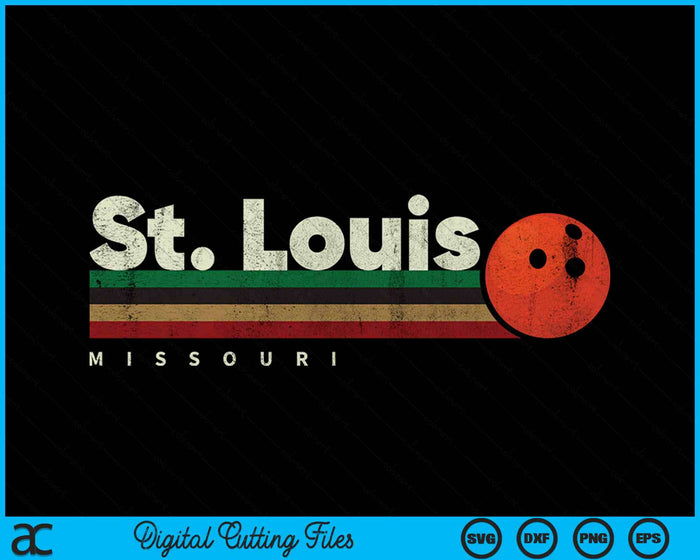 Vintage Bowling St. Louis City Bowling Retro Stripes SVG PNG Digital Cutting File