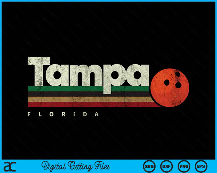 Vintage Bowling Tampa City Bowling Retro Stripes SVG PNG Digital Cutting File