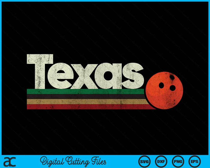 Vintage Bowling Texas Bowling Retro Stripes SVG PNG Digital Cutting File
