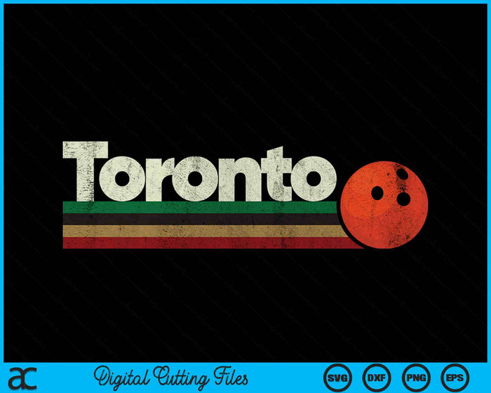 Vintage Bowling Toronto City Bowling Retro Stripes SVG PNG Digital Cutting File