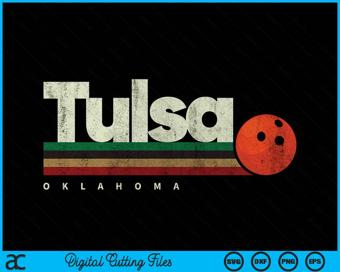 Vintage Bowling Tulsa City Bowling Retro Stripes SVG PNG Digital Cutting File